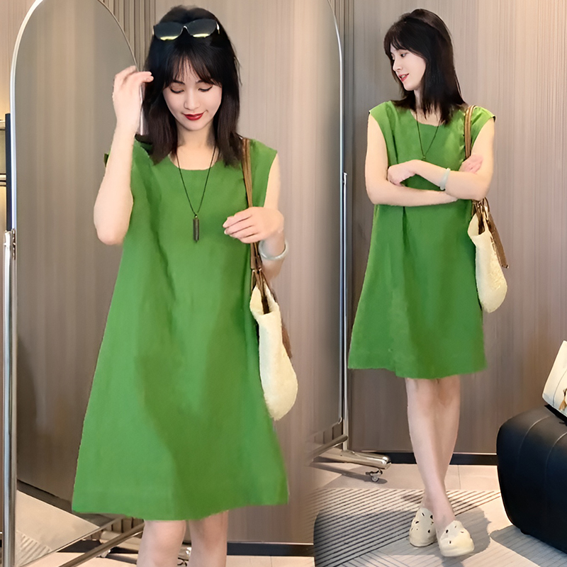 法式红色无袖连衣裙女夏季2025新款高级感遮肉显瘦小个子背心裙子