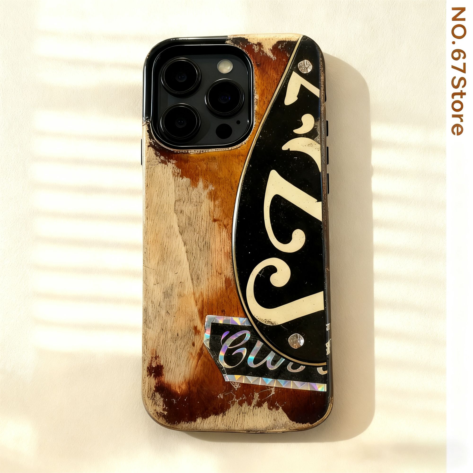 SRV重度做旧复古吉他手机壳实木硝基漆适用安卓苹果15pro全包防摔