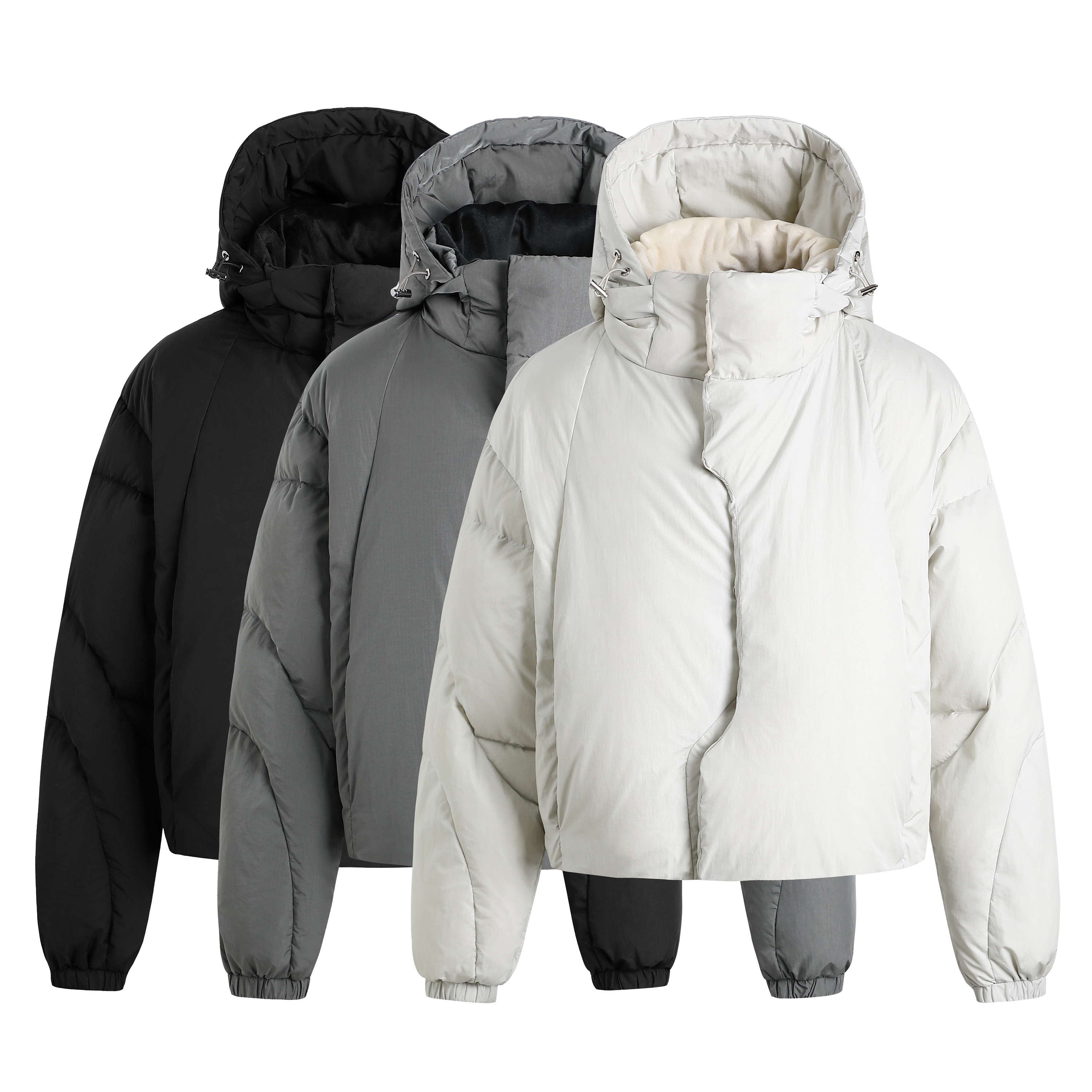 GOSNACE/GOS 90白鸭绒金属异形连帽短款保暖冬季加厚羽绒服外套