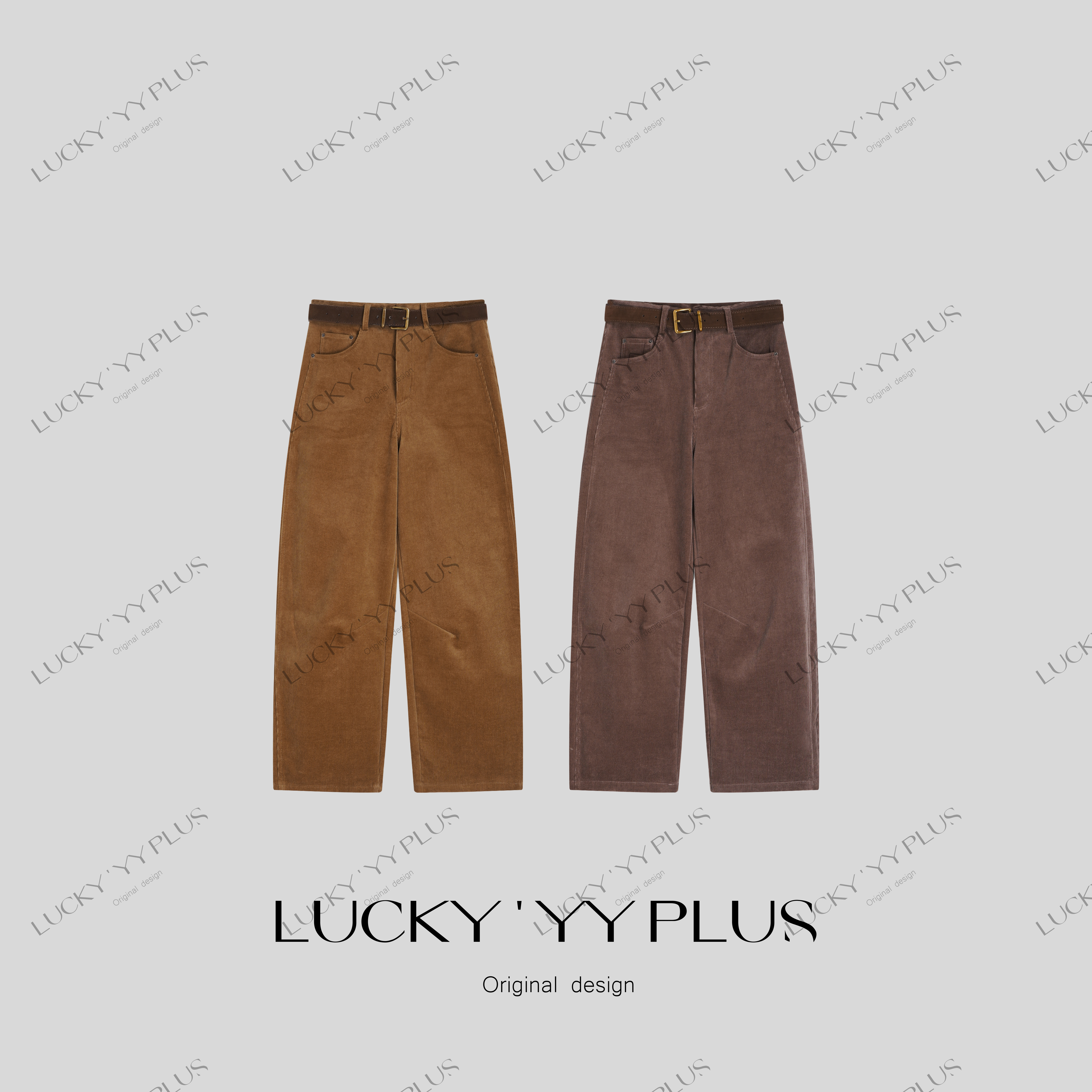 LUCKYYY 【壁炉火光】高品定制加厚加绒结构感廓形灯芯绒裤  B1010