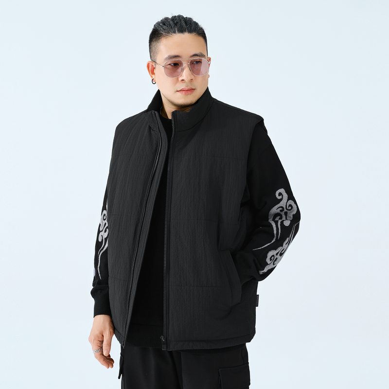 半墨大码男装立领棉服马甲防风棉夹克秋冬新款胖子宽松棉坎肩3284