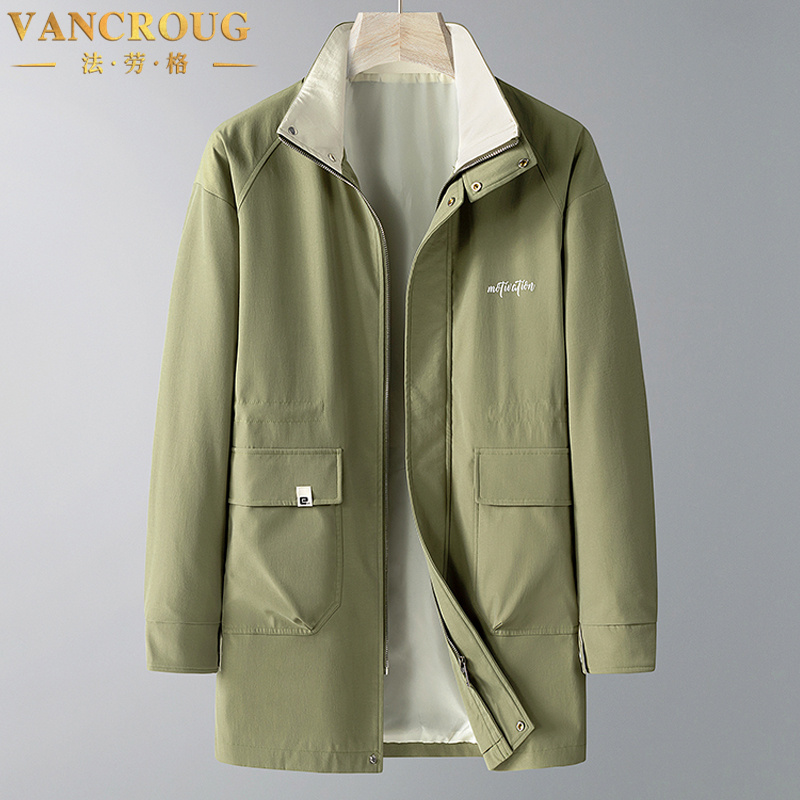 VANCROUG/法劳格风衣男士秋季新款大码工装立领百搭宽松休闲外套