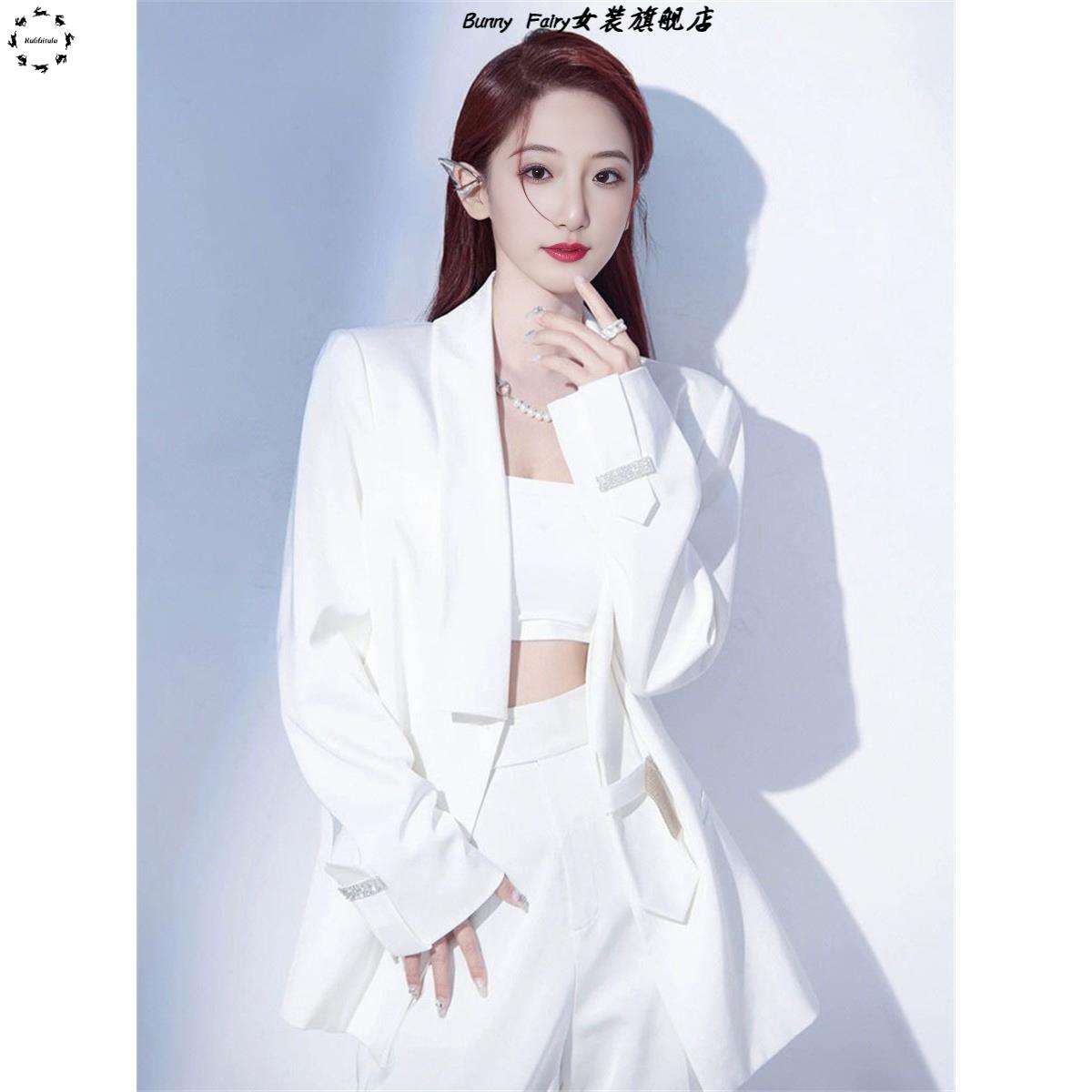 2025春秋新款白色西装套装女高级感职业气质女神范西服裤子两件套