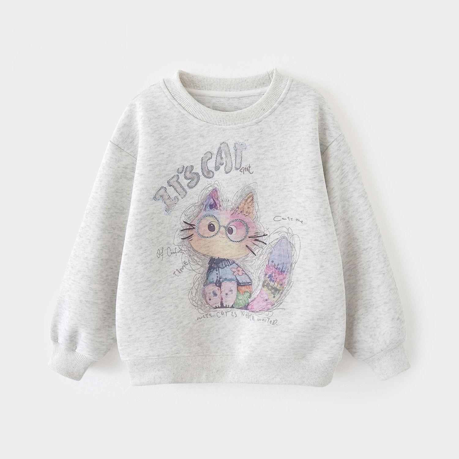 女童短袖夏季2025新款时尚印花百搭时髦洋气女孩长袖上衣卫衣儿童