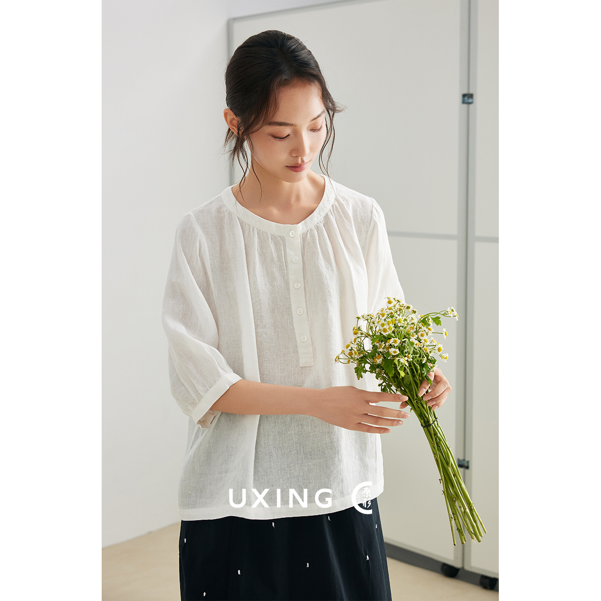 原形质感文艺亚麻衬衫2026春夏季新款宽松小衫时尚简约上衣91331