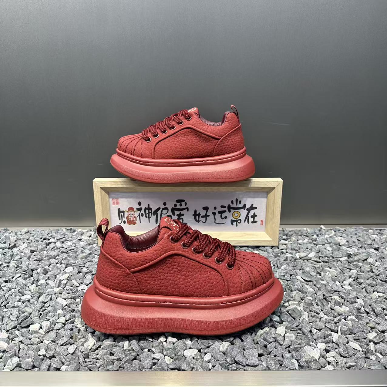 男鞋秋冬季新款贝壳头时尚百搭厚底低帮软底舒适潮流男款休闲鞋