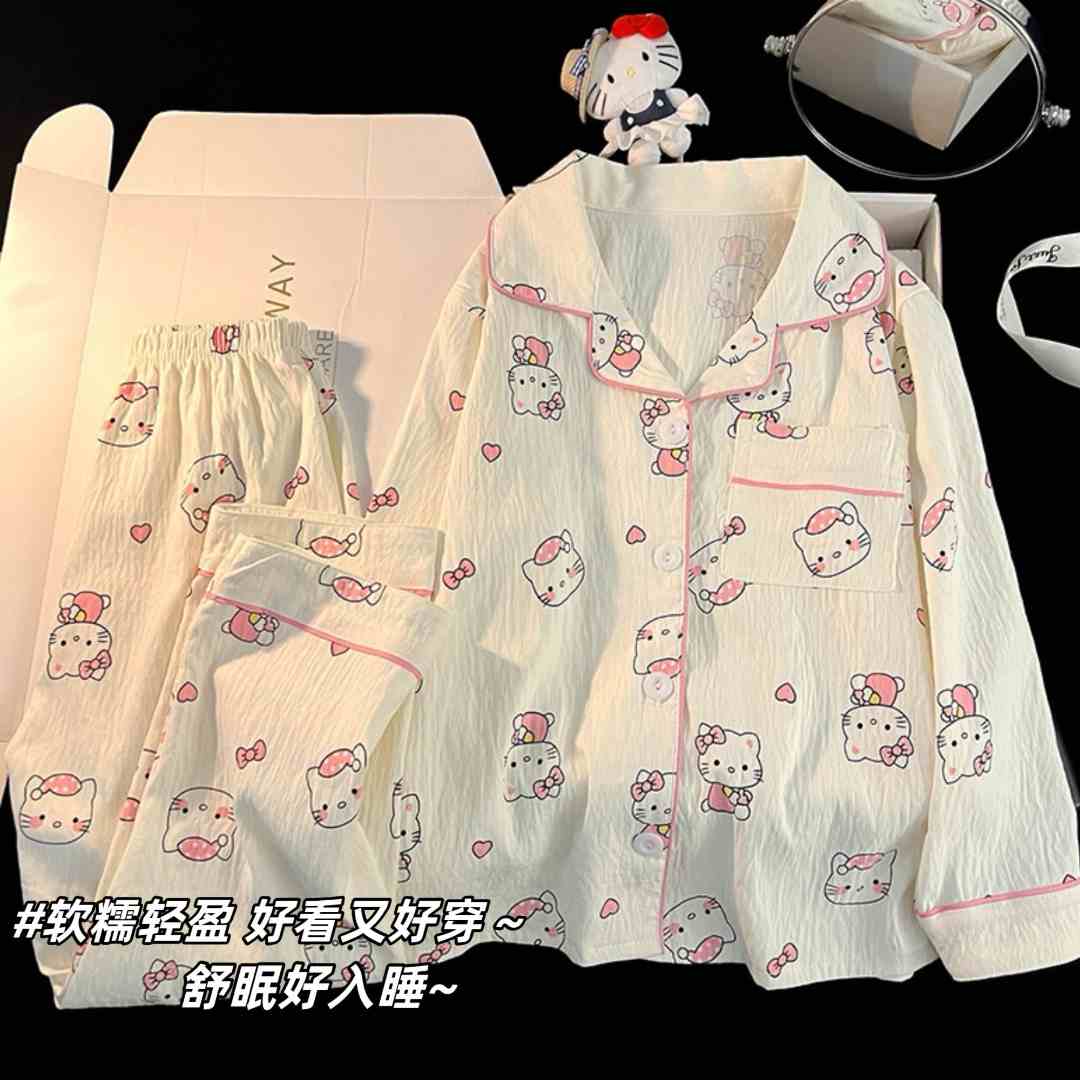 hellokitty儿童睡衣长袖2025新款春秋季云朵棉小女孩中大童家居服