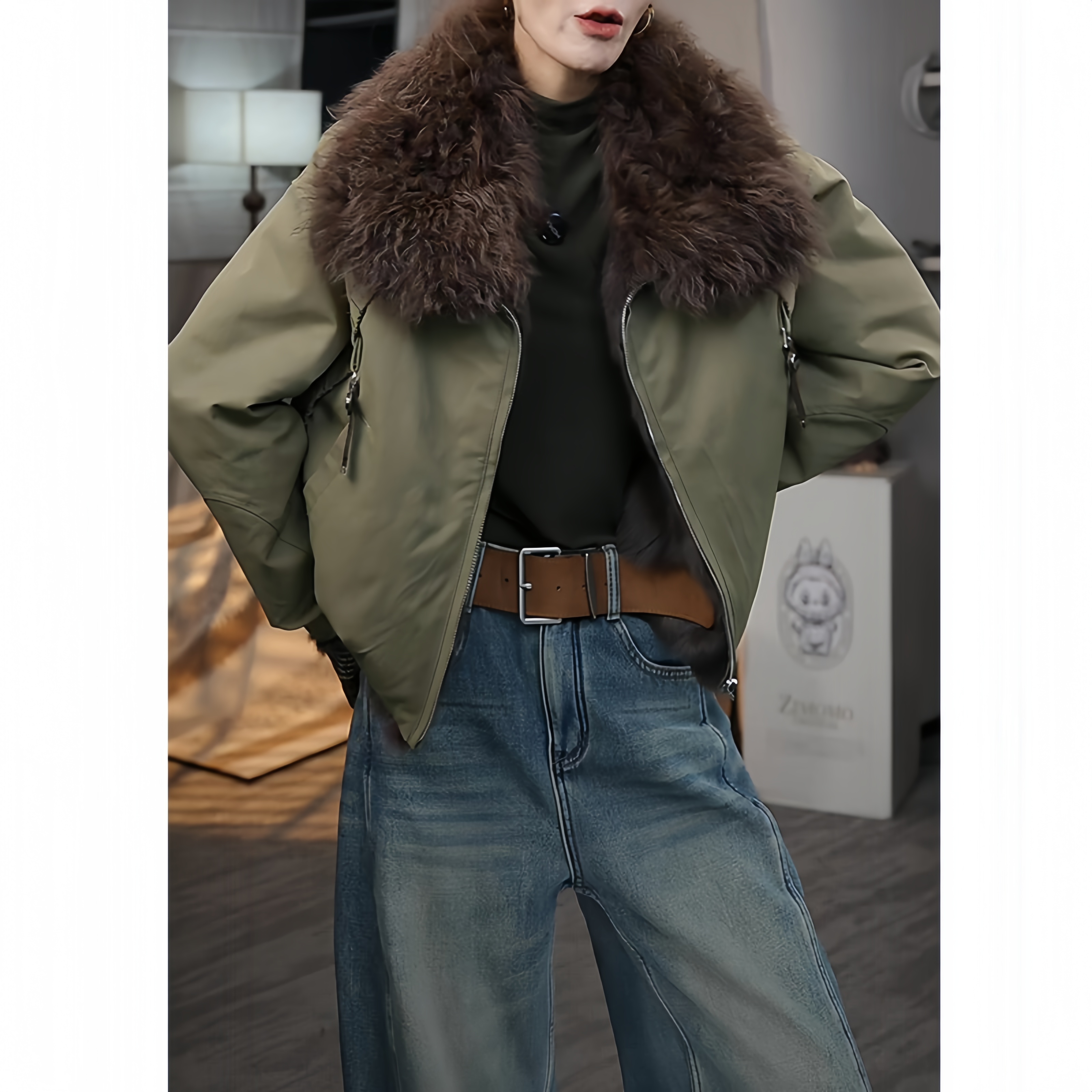 复古高品质可拆卸毛领洋气派克服女2025冬季新款加绒保暖短外套潮