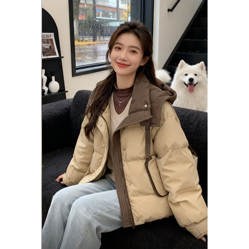 时尚连帽加厚棉服女2025冬季新款高级感超好看小个子外套保暖棉袄