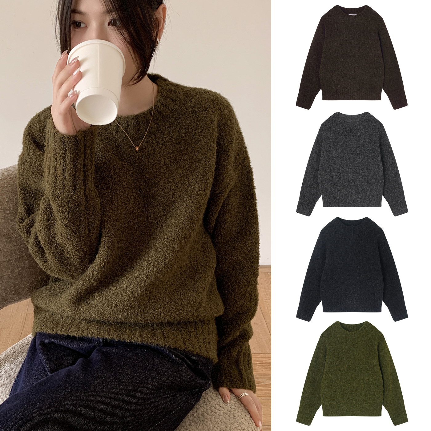 Miss sumeyY4023自制重磅含羊毛颗粒绒加厚毛衣秋冬百搭针织衫女