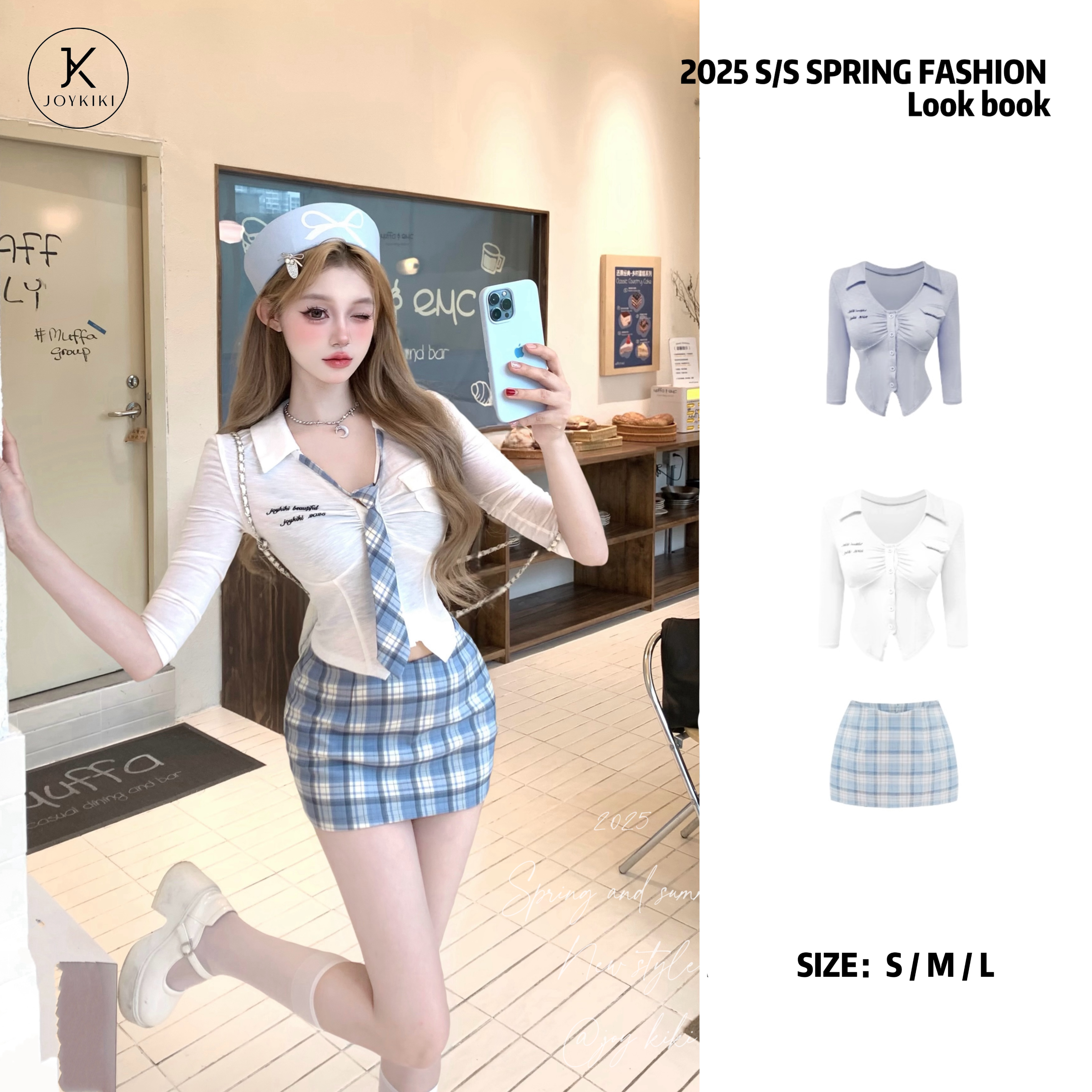 JOY KIKI金金【长腿秘诀】夏季复古格子显瘦百搭短款半身裙 J25B586