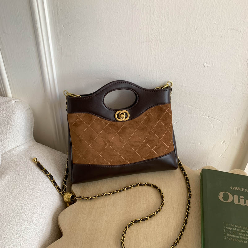 菱格绣线小包包女2025新款时尚撞色百搭链条斜挎包超火手提小拎包