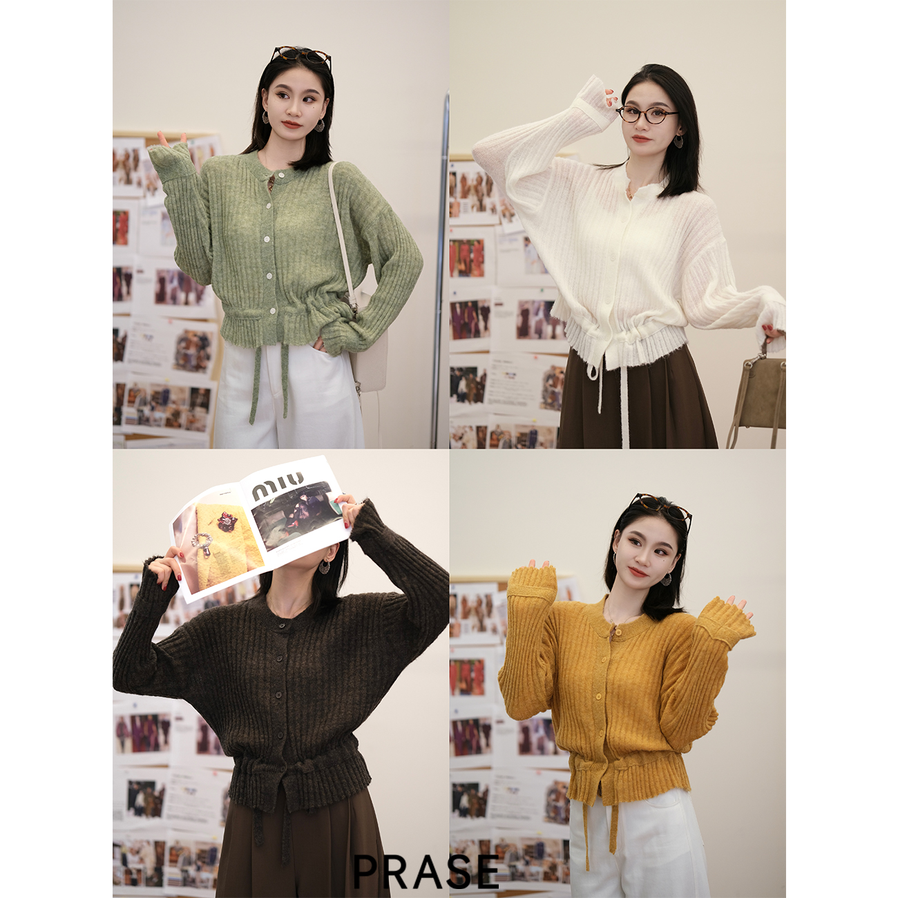 PRASE·噜【趣味解构】微胖轻奢设计款秋时尚羊毛抽绳毛织衫PR508S51