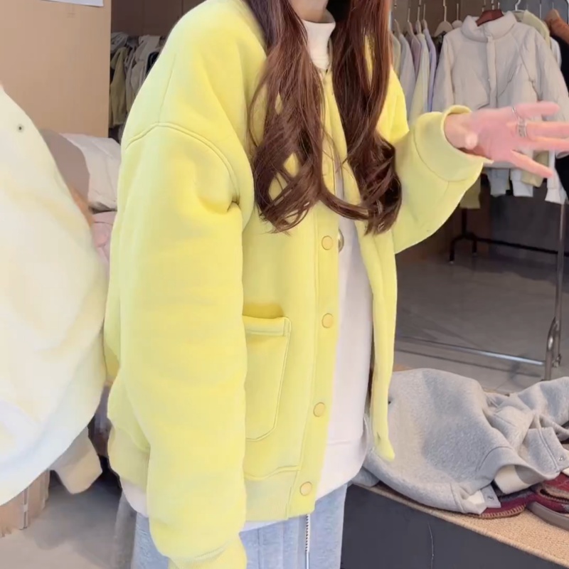 新款加绒加厚定制气质时尚休闲显瘦开衫外套LK2508646