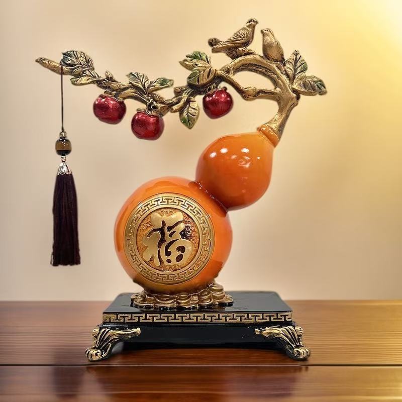 新款新中式大号如意葫芦招财摆件客厅玄关酒柜装饰品乔迁家居礼物
