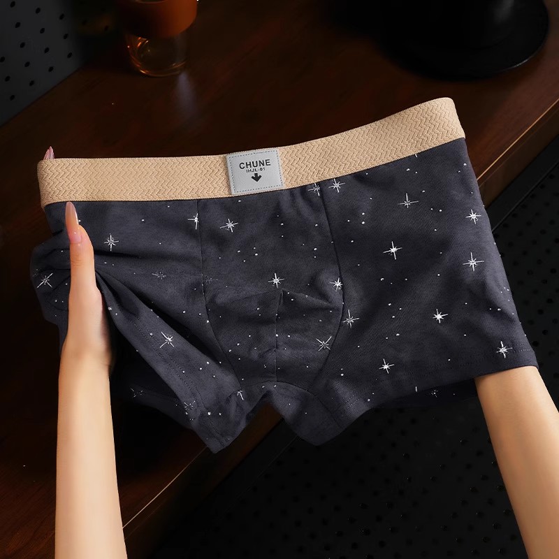 潮流新款星空2025印花男士棉质内裤男生个性舒适短裤透气中腰平角
