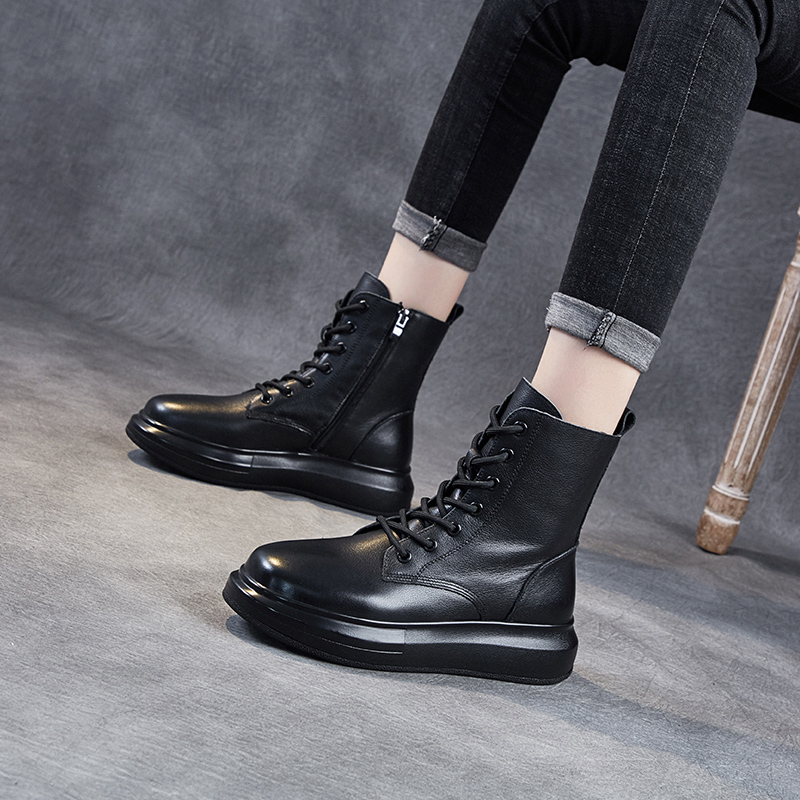 头层牛皮马丁靴女英伦风2025新款秋软皮百搭潮ins短靴子厚底真皮