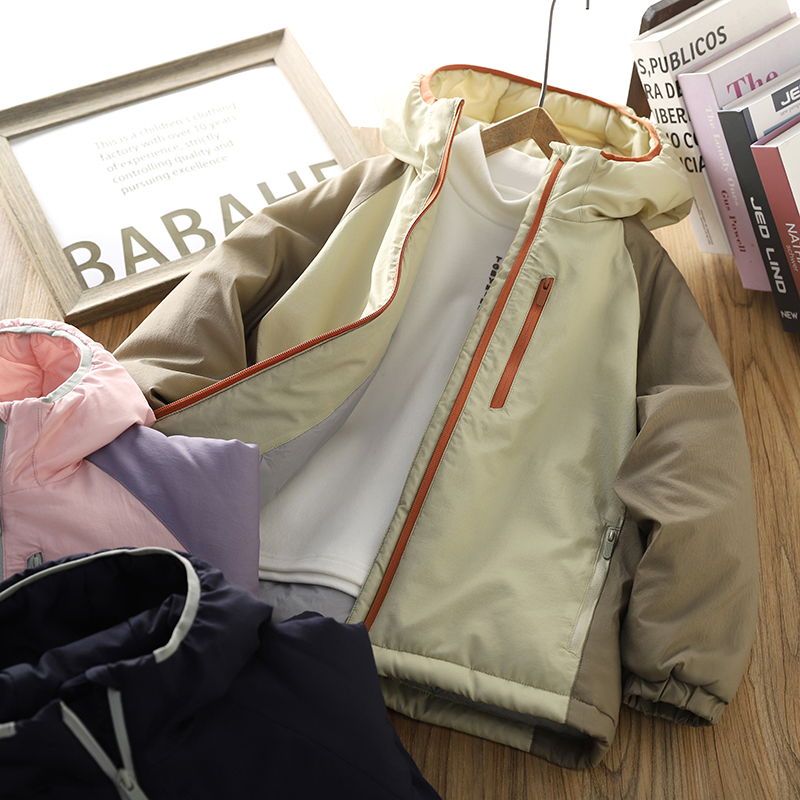 男童棉服外套2025冬季新款童装儿童加厚保暖棉袄连帽时尚撞色棉衣