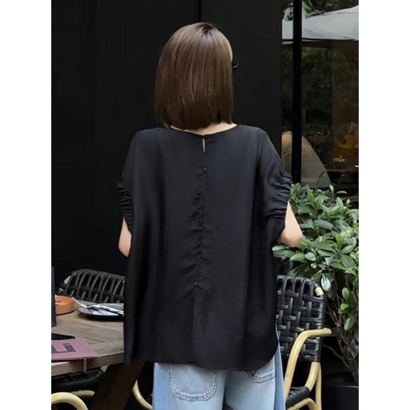 夏设计感高级小众不撞衫上衣独特漂亮减龄洋气欧货轻奢黑色T恤女