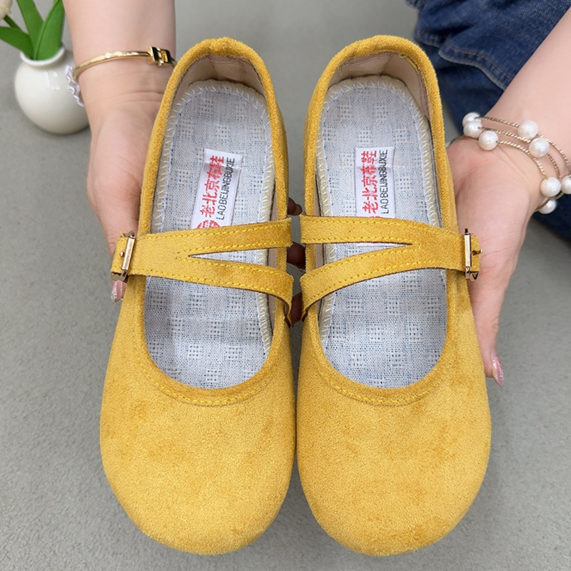 夏季老北京布鞋女法式软底透气豆豆鞋复古单鞋轻便舒适防滑妈妈鞋