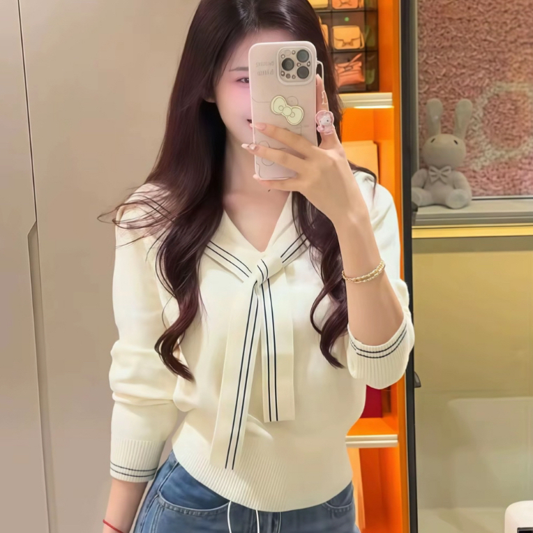 学院风海军领针织衫上衣女秋季新款气质学生百搭毛衣95221