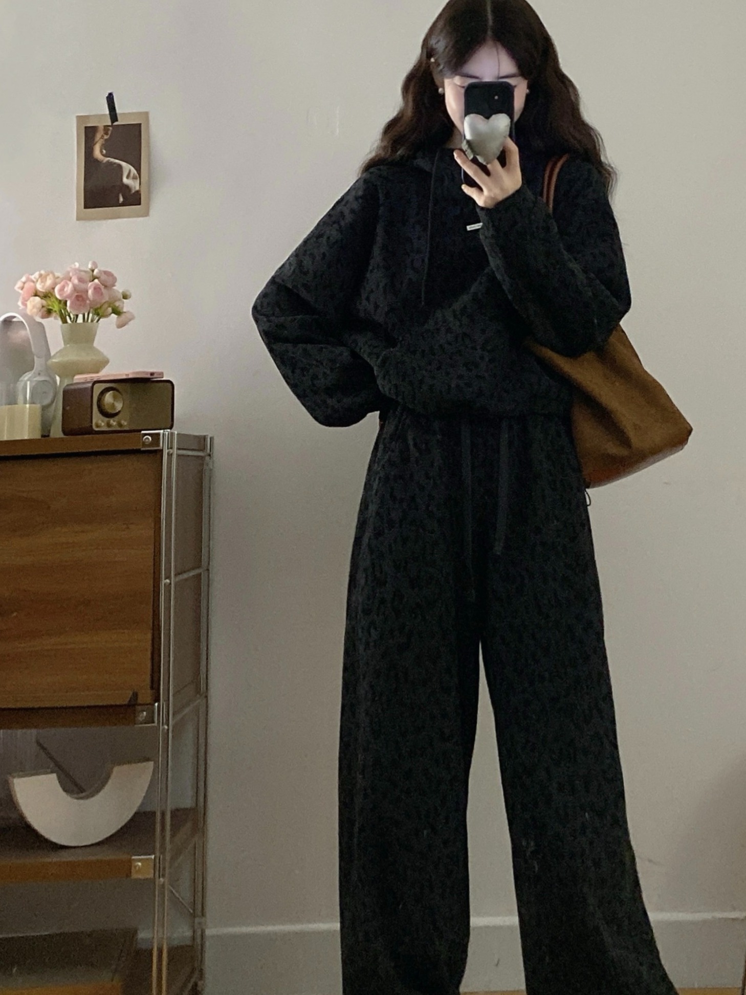 2025冬季加绒豹纹时尚套装通勤风运动气质休闲风显瘦高腰时尚洋气