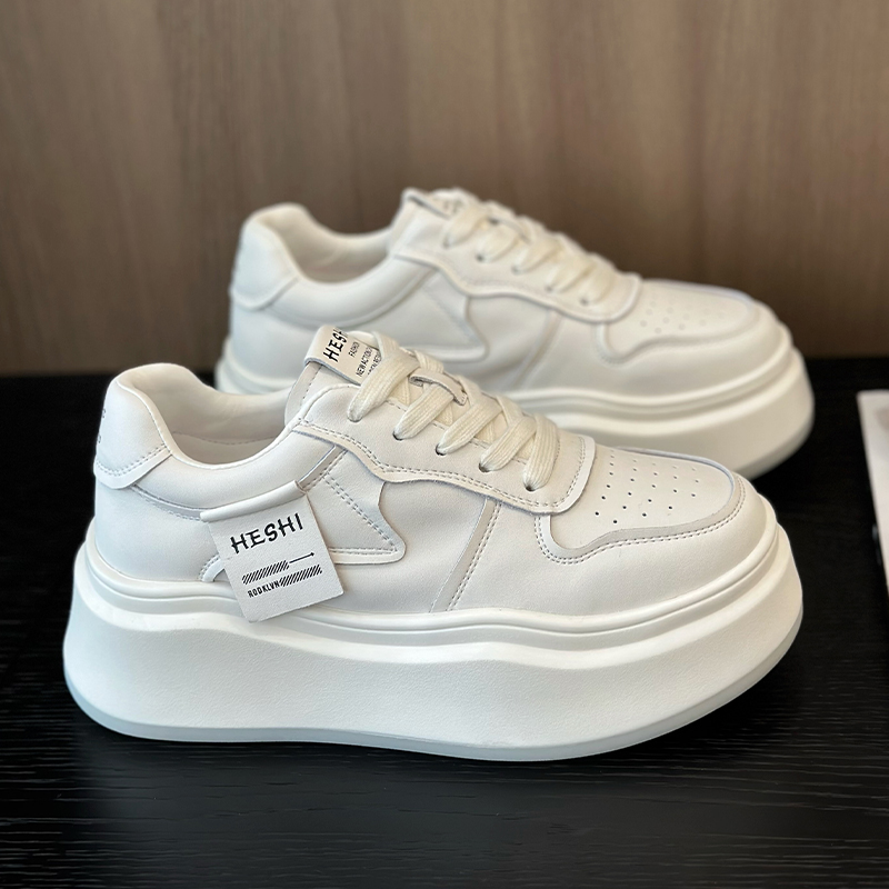 2025春夏季新款潮流百搭运动休闲厚底耐磨防滑透气小白鞋女