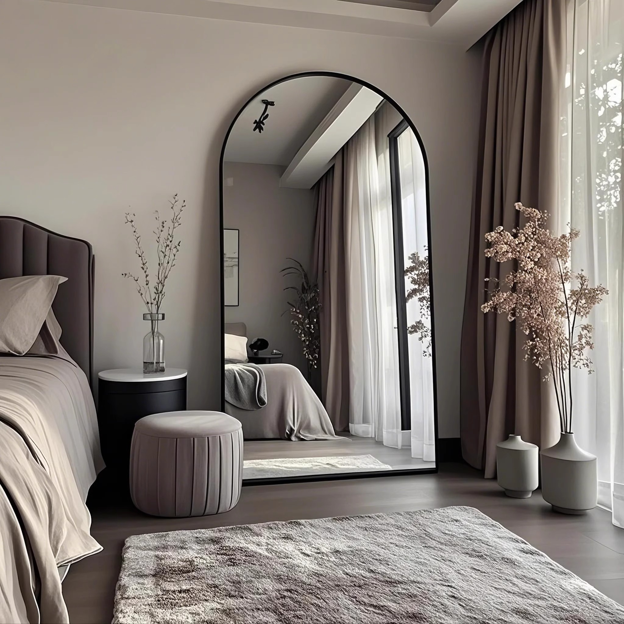 家用全身穿衣镜落地轻奢高级感衣帽间落地镜子壁挂式服装店试衣镜