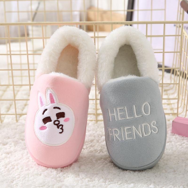 新品儿童卡通棉鞋包跟保暖时尚防滑室内室外冬季小孩棉拖鞋冬天