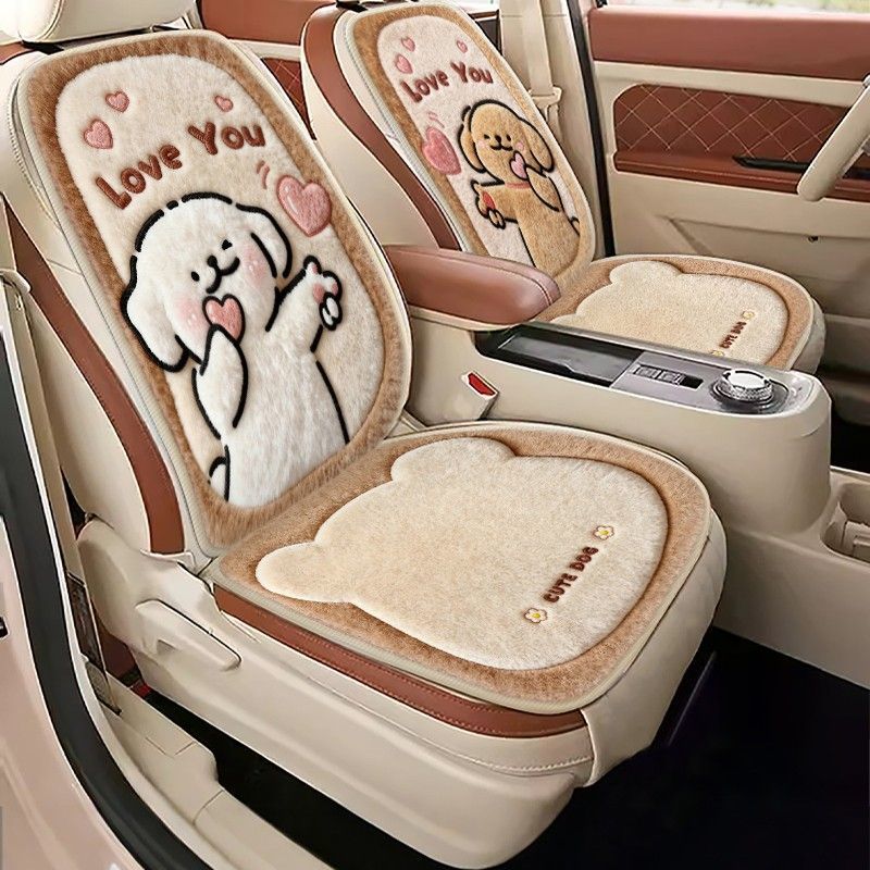 秋冬新款保暖通用女神款毛绒卡通汽车坐垫仿羊羔毛保暖车载座椅垫