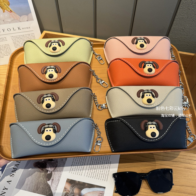 卡通飞行狗近视眼镜盒女通用大空间便携挂包太阳镜墨镜抗压收纳包