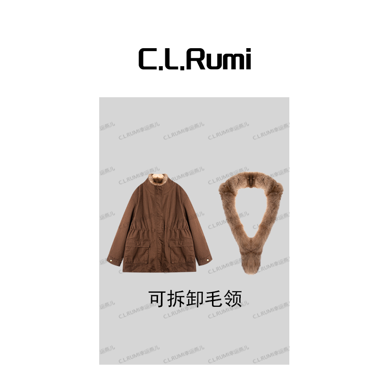 【Rumi精选】“初雪派克”加厚可拆卸狐狸毛领鹅绒派克羽绒服7405wt