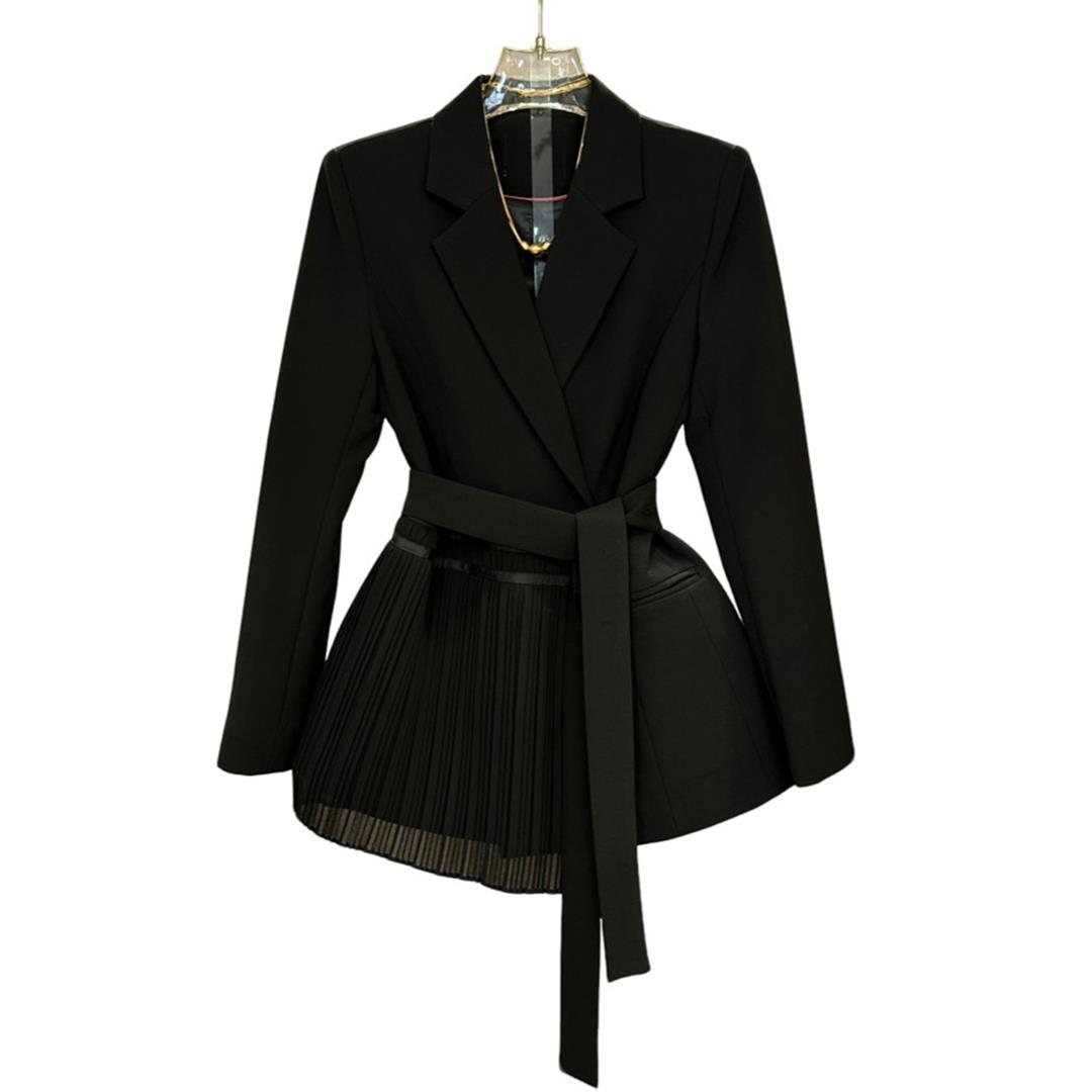 高级感轻奢气质西装外套女春秋新款小个子收腰系带设计感休闲西服