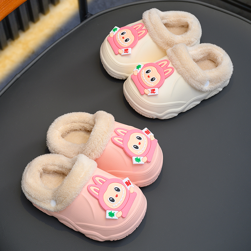 男女童2025秋冬季儿童棉拖鞋防滑外穿居家加绒保暖小孩卡通棉鞋