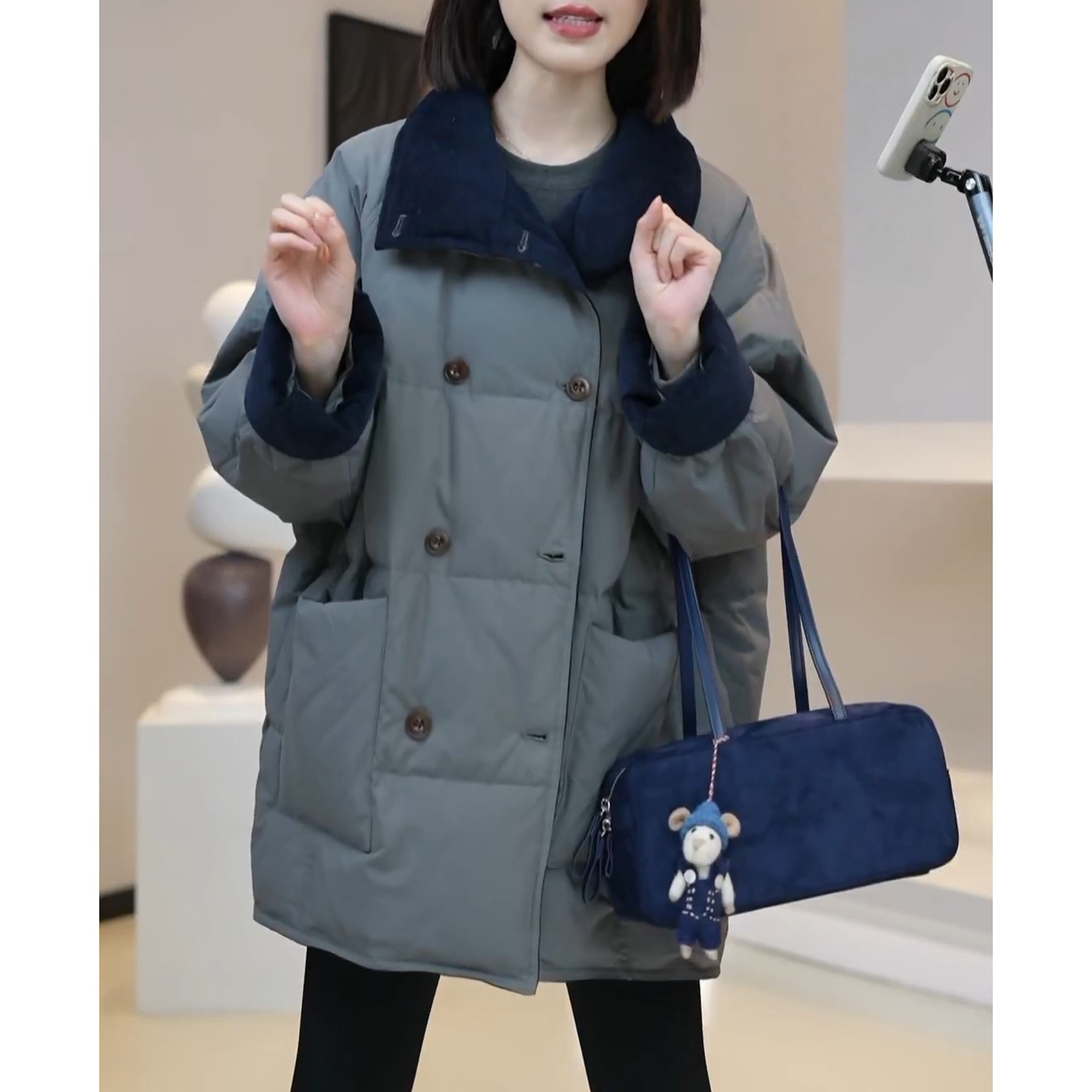 洋气百搭加厚保暖立领棉服女2026冬季新款宽松显瘦中长款棉衣外套
