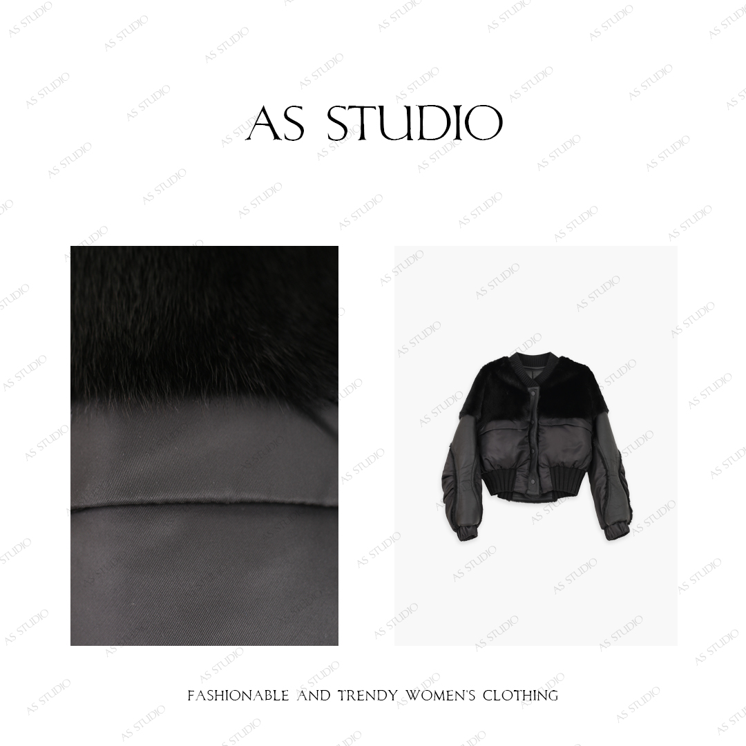 【AS新年战袍】25新高奢酷帅拼接貂毛白鹅绒棒球服AS25DYRF05520