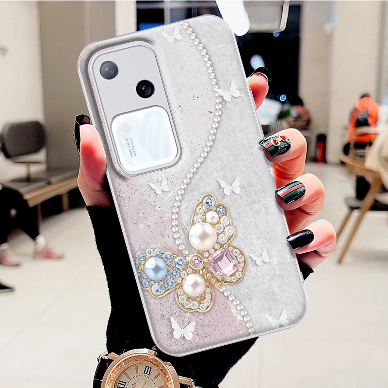 适用VIVOS18水凝壳s18Pro手机壳钻石蝴蝶简约时尚新款防摔保护套