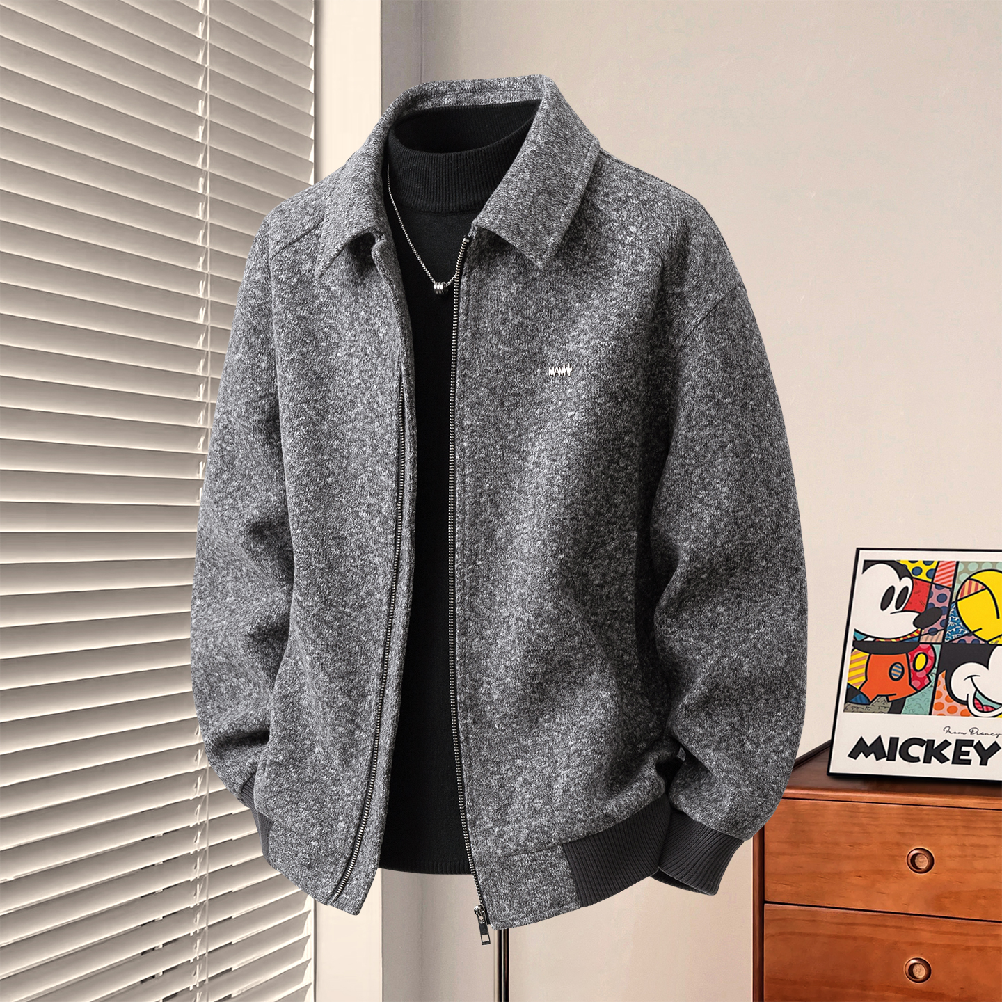 轻奢痞帅男装秋冬季毛呢大衣大气保暖外套男生衣服高级感呢子夹克