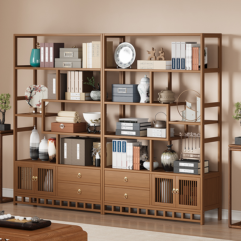 多宝阁博古架落地置物架新中式家具客厅隔断茶叶架古董陈列架酒架