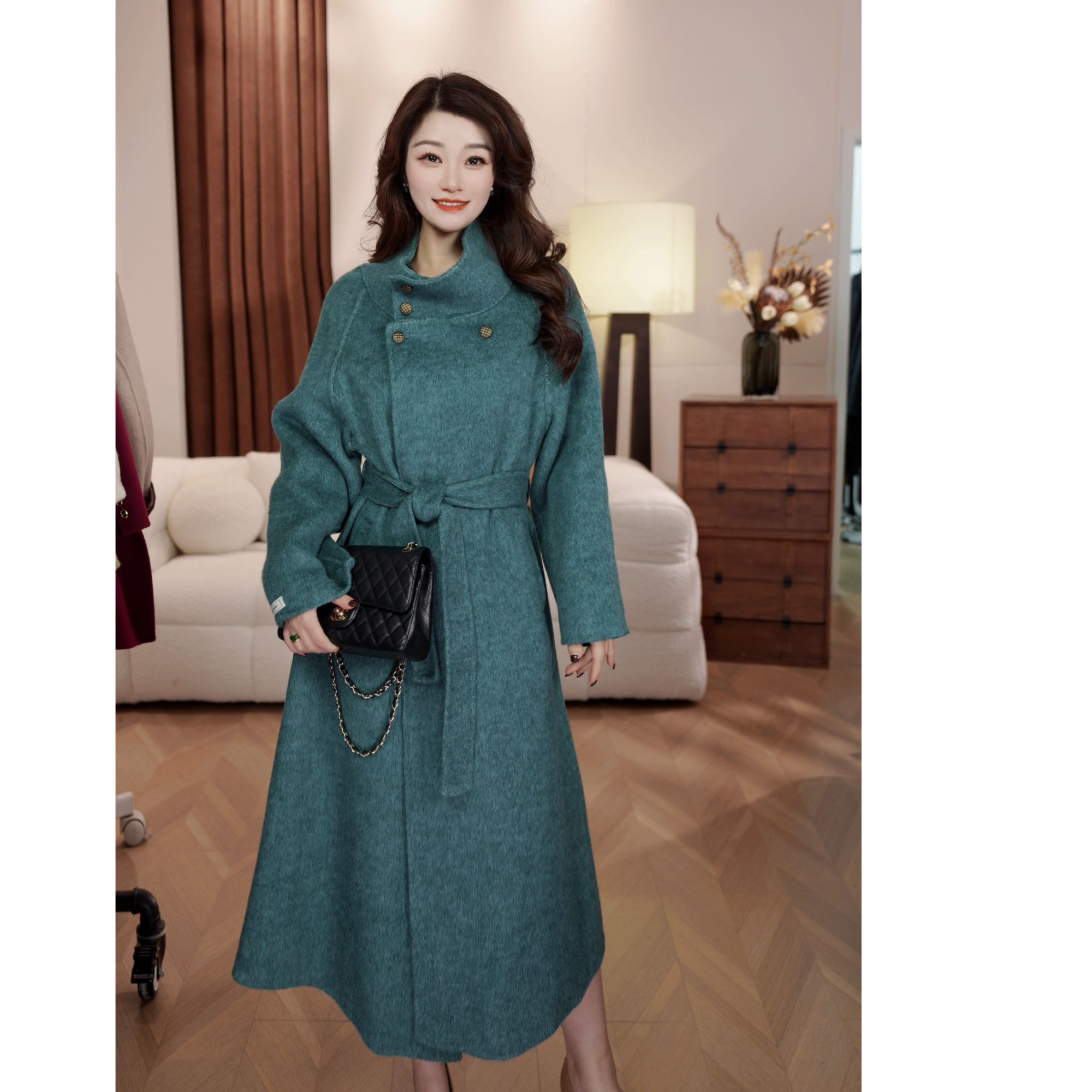 【松石】25年时尚减龄长款气质毛呢外套秋冬双面羊毛大衣