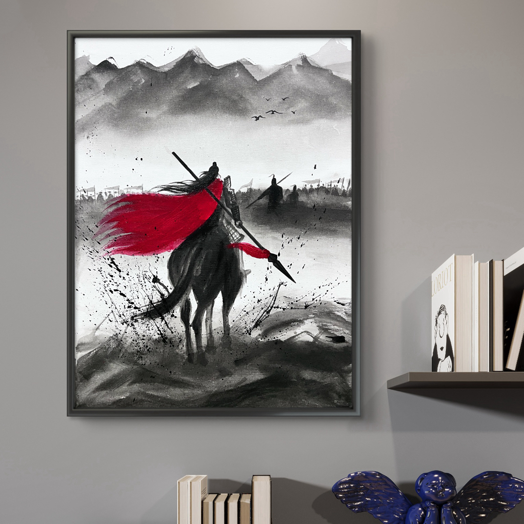 装饰挂画高清赵云《战场》江湖无惧丙烯画水墨