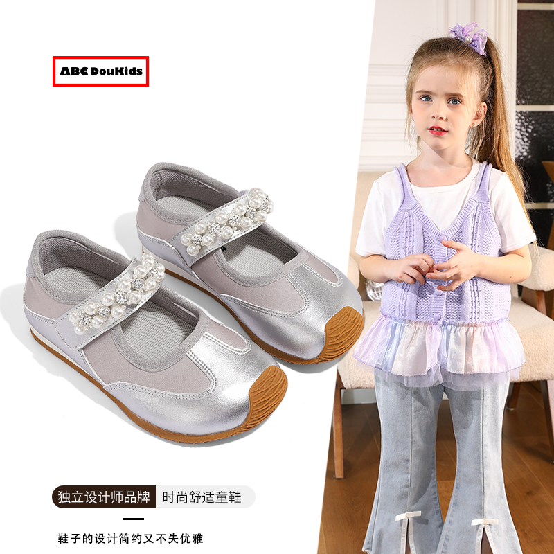 ABC Doukids女童运动鞋2025春秋新款浅口玛丽珍鞋韩版百搭魔术贴