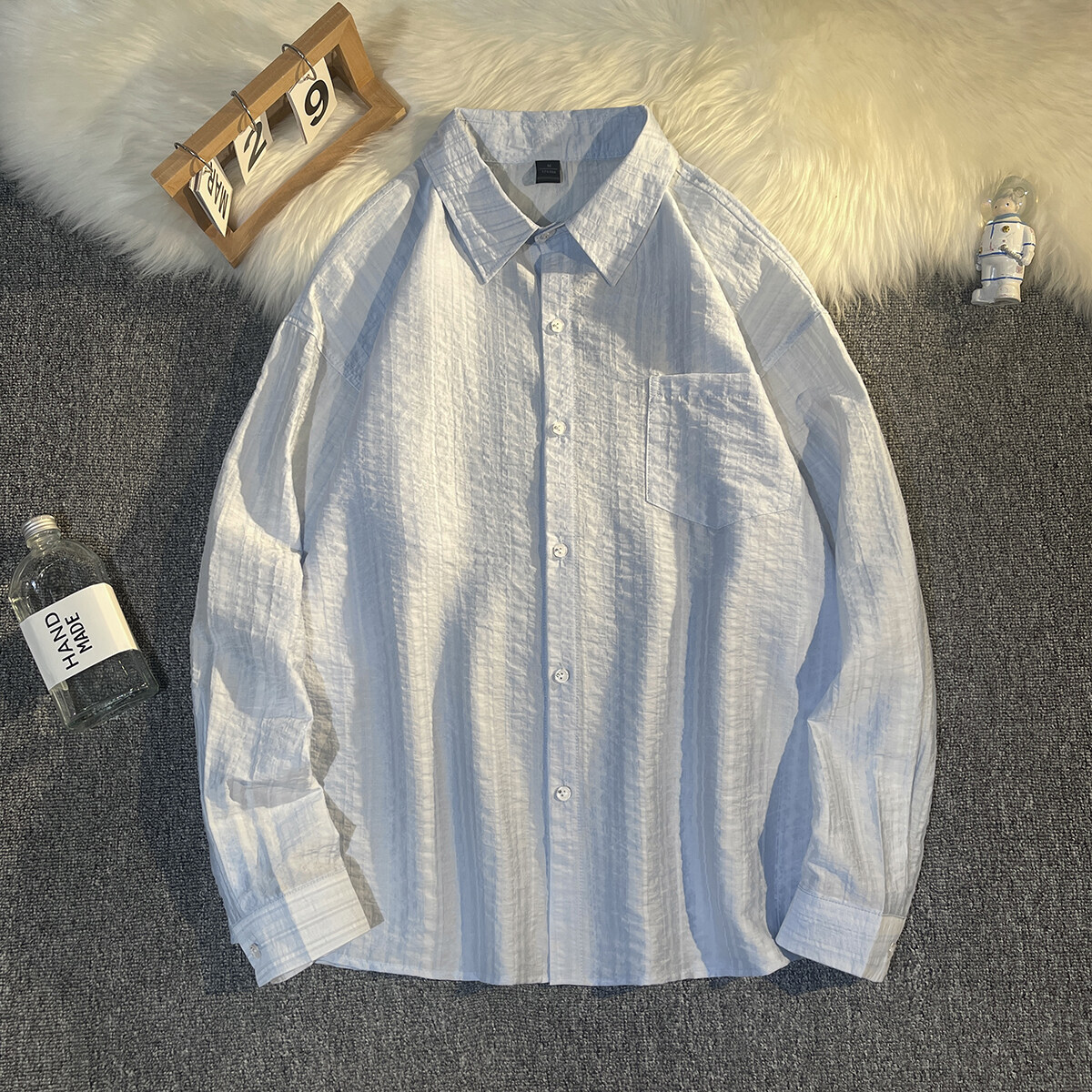 【夏日福利】天丝莱赛尔肌理感夏时尚潮流休闲薄款长袖宽松衬衫纯色