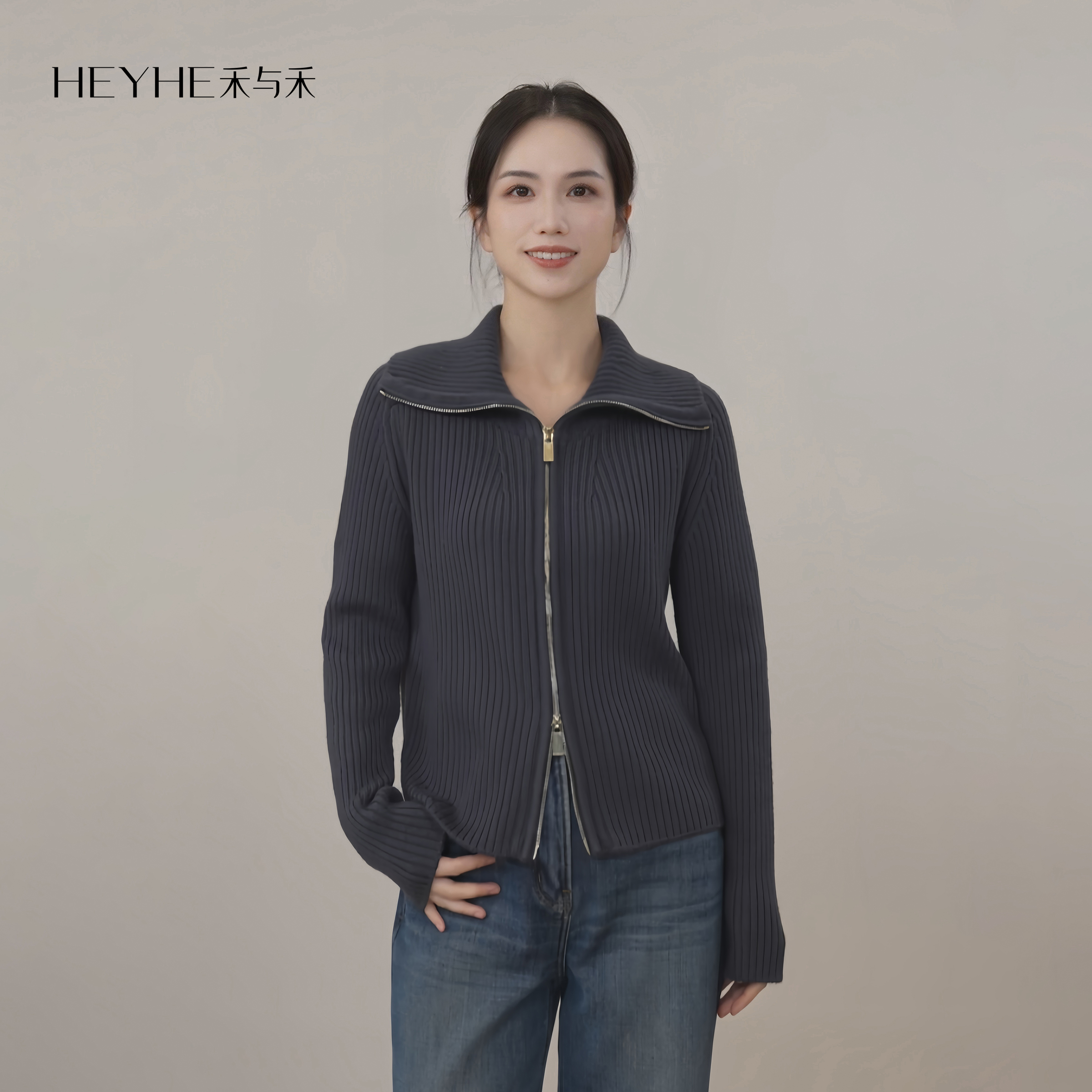 小禾【笃定开衫】100精纺羊毛天然绒感双开拉链显瘦女生加厚打底衫