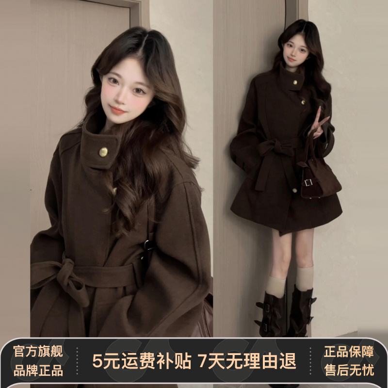 毛呢外套女2026秋冬新款美拉德穿搭高级感小个子收腰短款呢子大衣