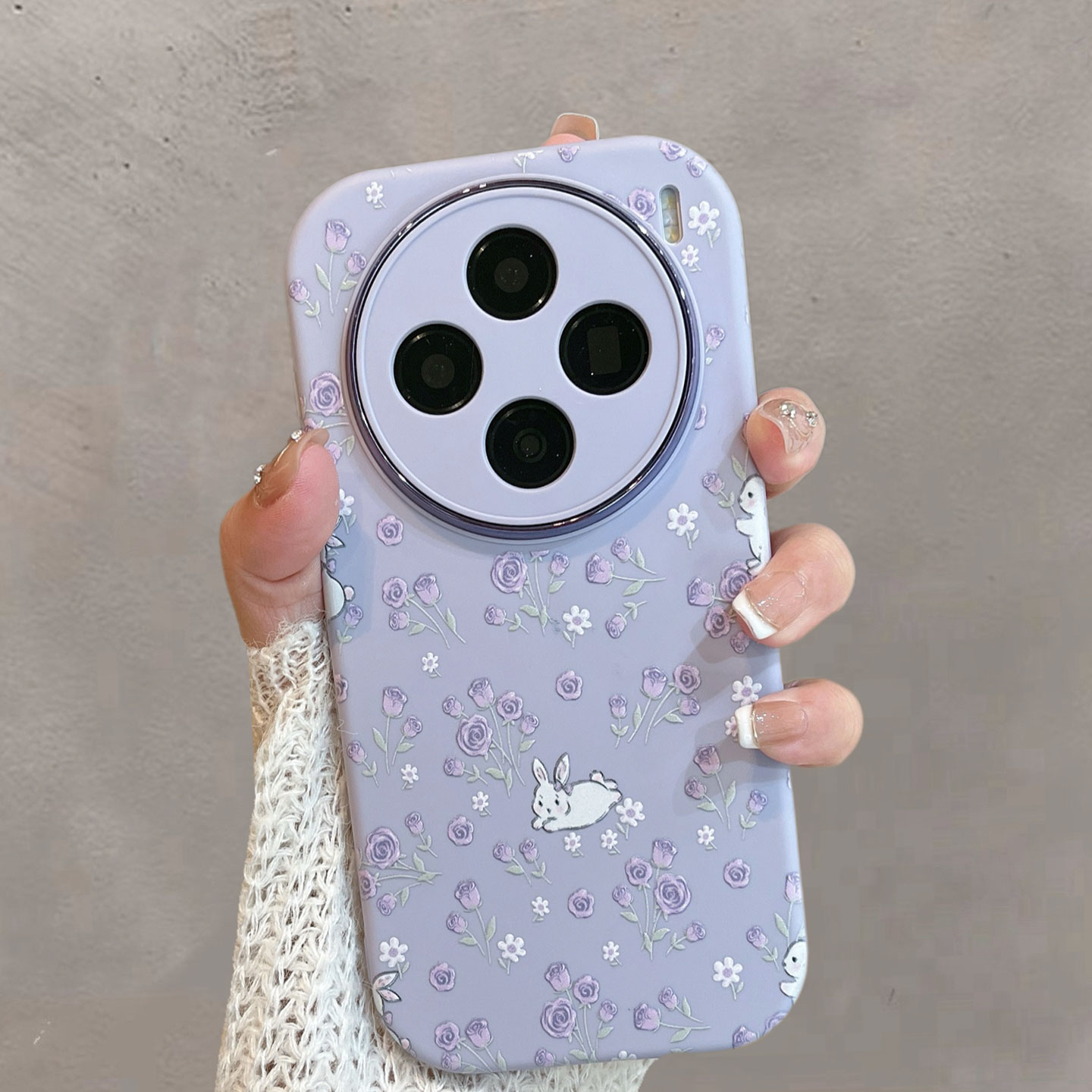 适用于vivox200s手机壳x200promini紫色小清新花朵可爱兔子新款女