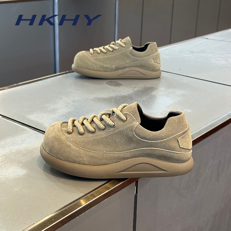 HKHY男鞋2025秋季新款软底运动休闲鞋子舒适潮流透气纯色增高板鞋