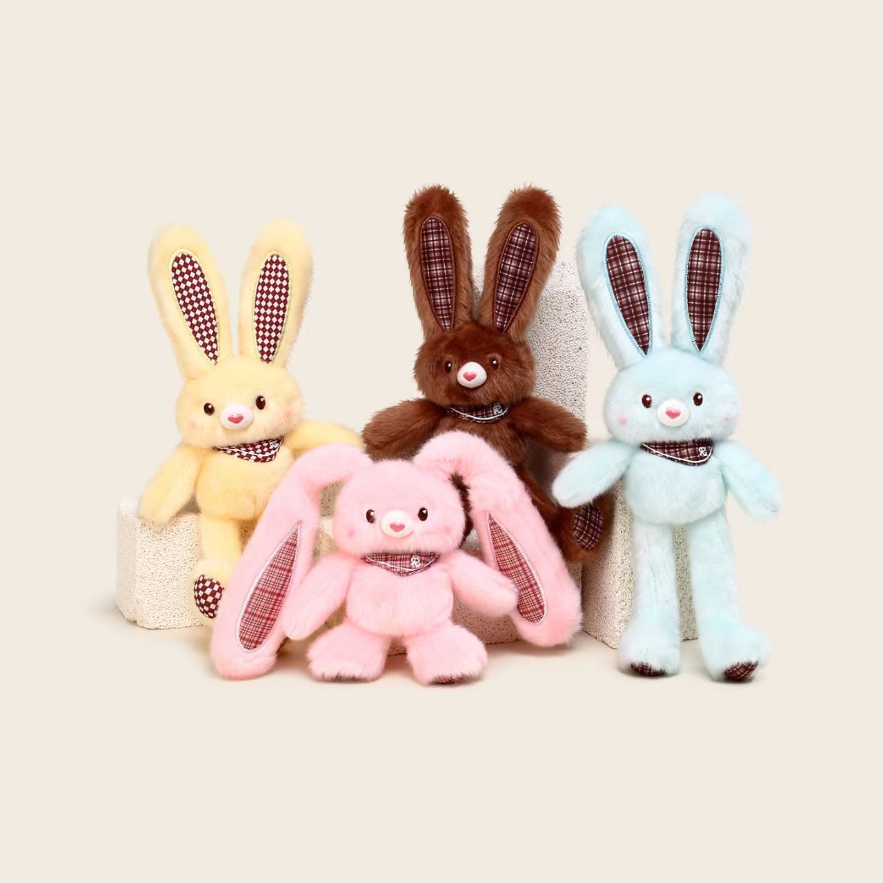 【翻倍】新款可露丽趣味奶酪黄拉耳兔抽拉毛绒玩具钥匙扣包包挂件