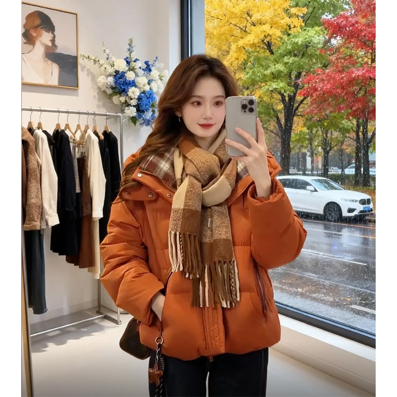 2026冬时尚小众棉服女显瘦棉衣设计感纯色百搭新款时髦上衣女款