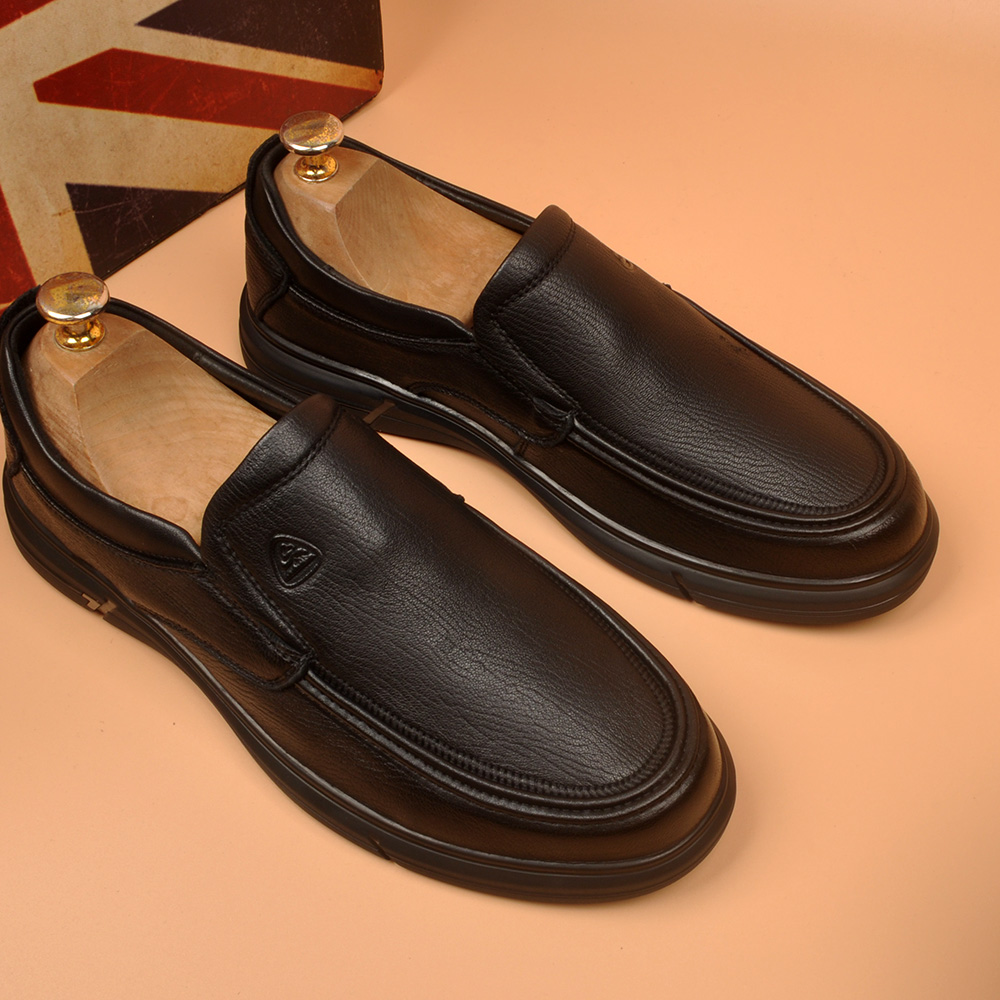 男士一脚蹬耐磨真皮休闲皮鞋透气防滑百搭舒适软底工作皮鞋德比鞋